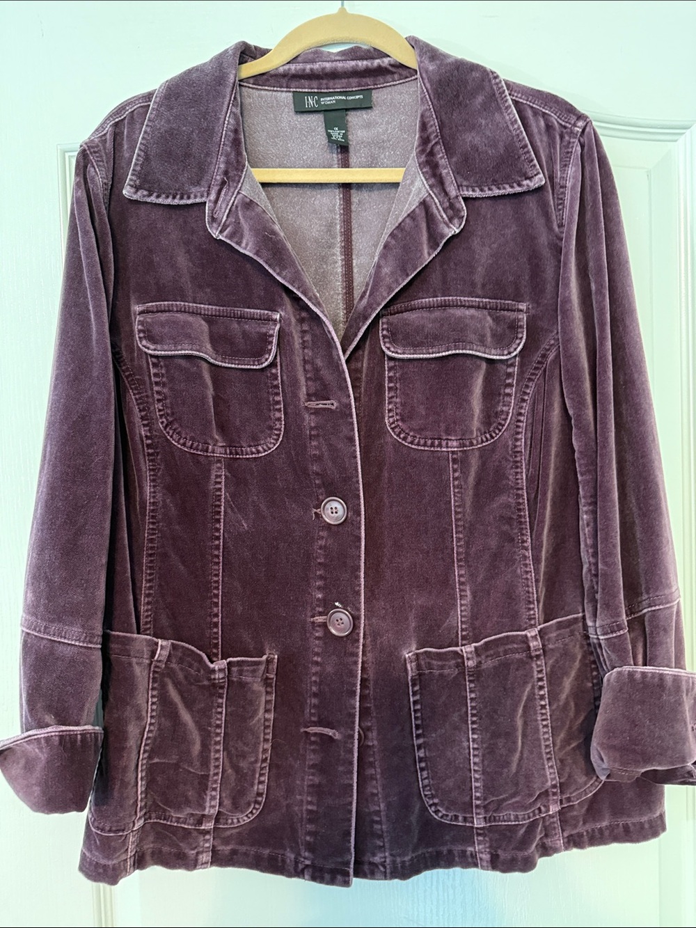 INC International Concepts Plum Velvet Jean-Style Jacket